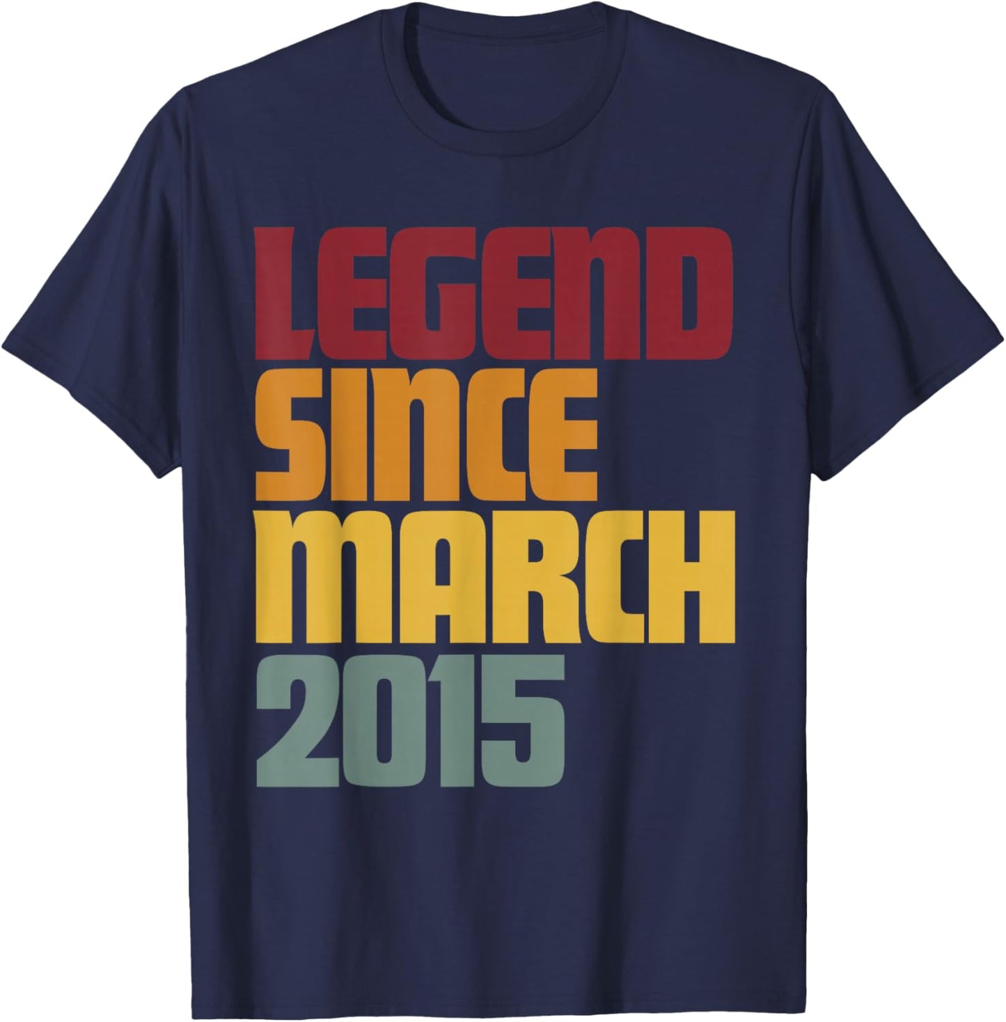 Legend Since March 2015 11th Birthday - Vintage Funny T-Shirt - T-Shirt | Navy