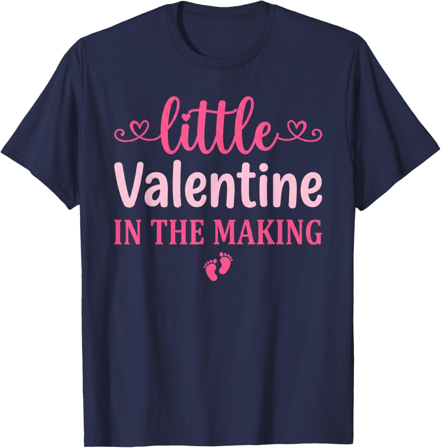 Little Valentine in The Making Valentine's Day Pregnancy T-Shirt - T-Shirt | Navy