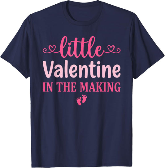 Little Valentine in The Making Valentine's Day Pregnancy T-Shirt - T-Shirt | Navy