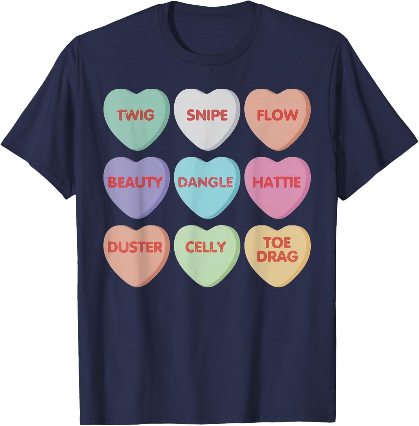 Valentines Day Hockey Conversation Candy Heart Hockey Player T-Shirt - T-Shirt | Navy