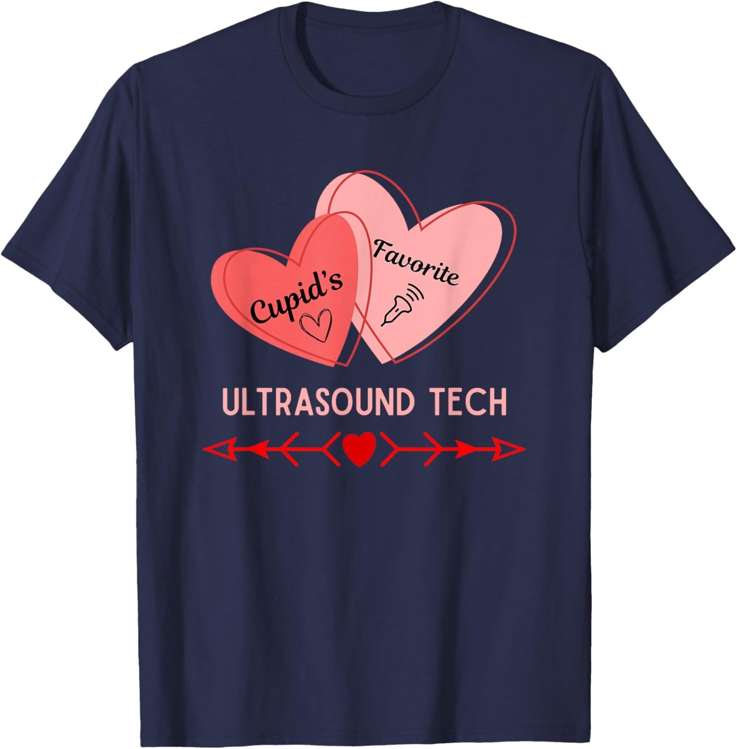 Valentine's Day Ultrasound Tech Healthcare Worker Trendy T-Shirt - T-Shirt | Navy