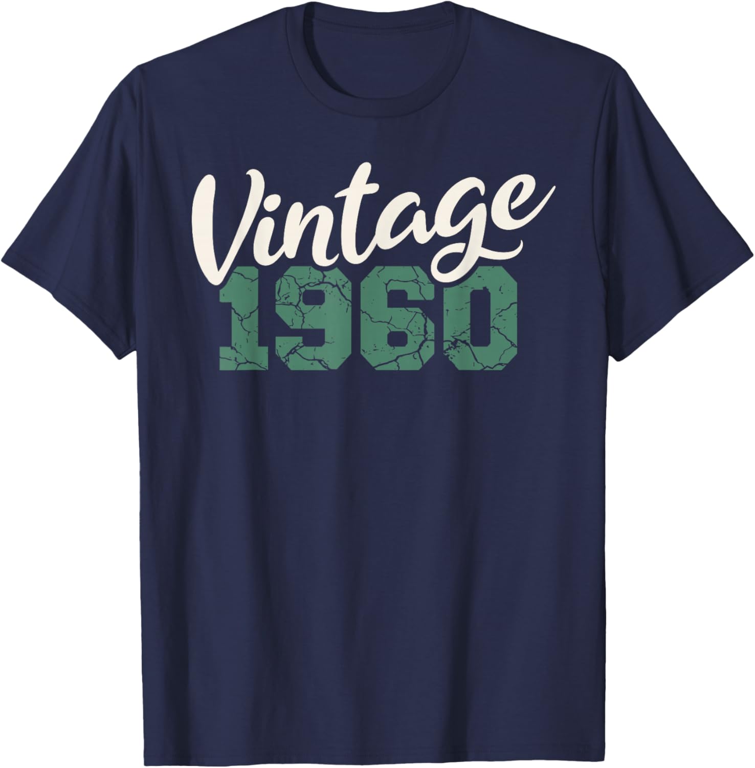 Vintage 1960 Birthday Men Women Retro Distressed Graphic T-Shirt - T-Shirt | Navy