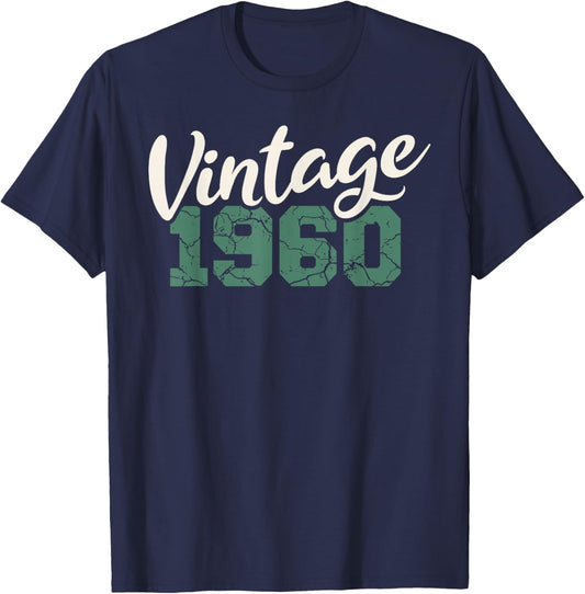 Vintage 1960 Birthday Men Women Retro Distressed Graphic T-Shirt - T-Shirt | Navy