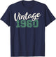 Vintage 1960 Birthday Men Women Retro Distressed Graphic T-Shirt - T-Shirt | Navy