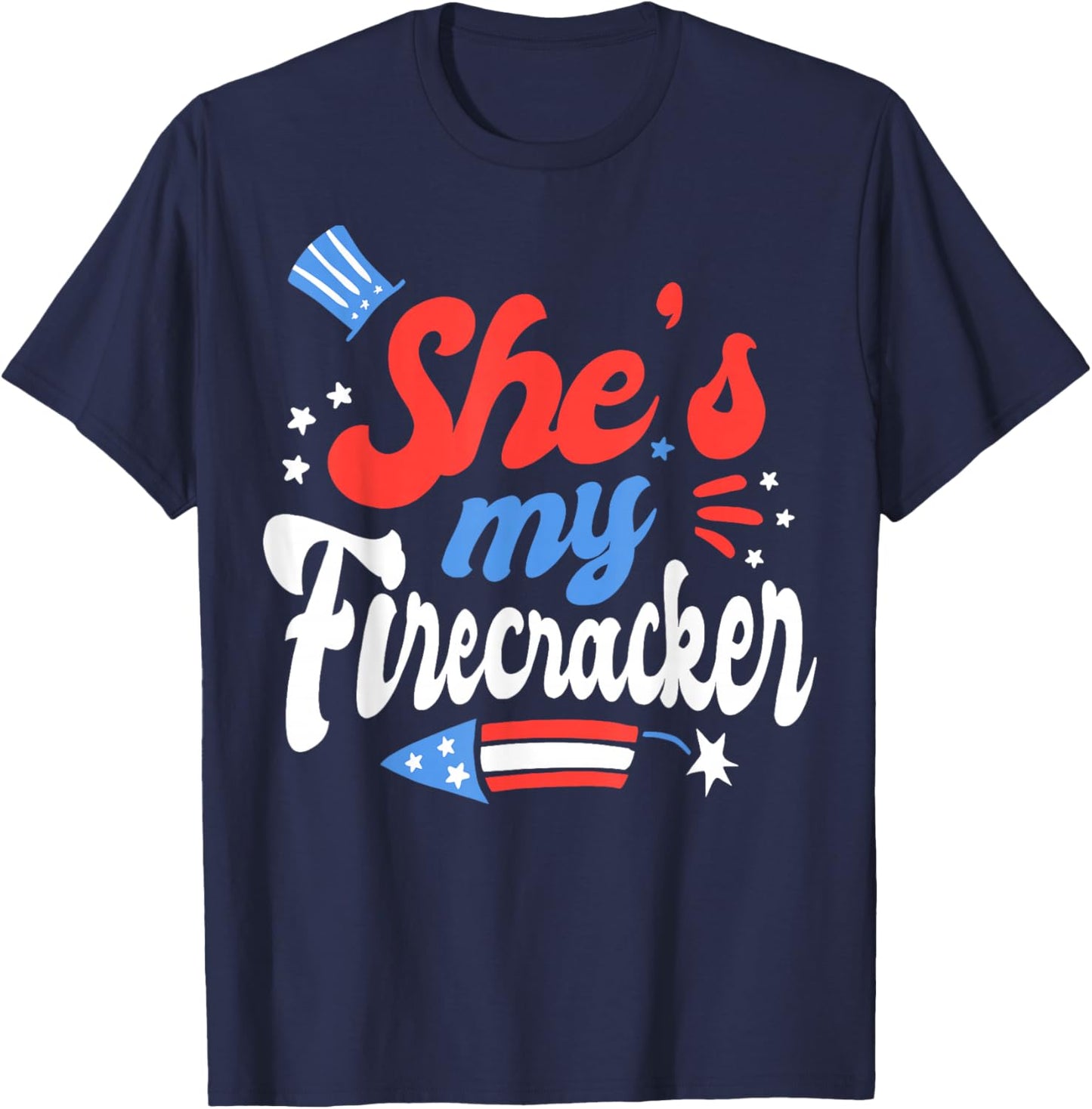 She's My Firecracker Matching 4th of July 2026 for Couples T-Shirt - T-Shirt | Navy
