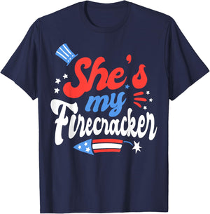 She's My Firecracker Matching 4th of July 2026 for Couples T-Shirt - T-Shirt | Navy