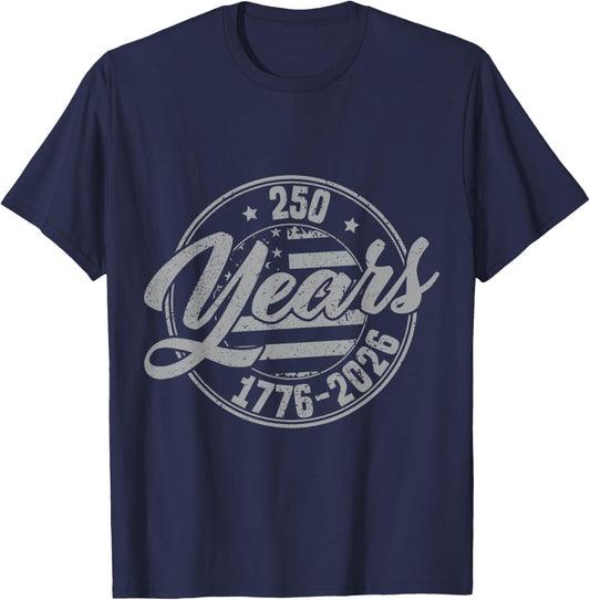 250 Years American Flag 1776-2026 250th Birthday 4th of July T-Shirt - T-Shirt | Navy