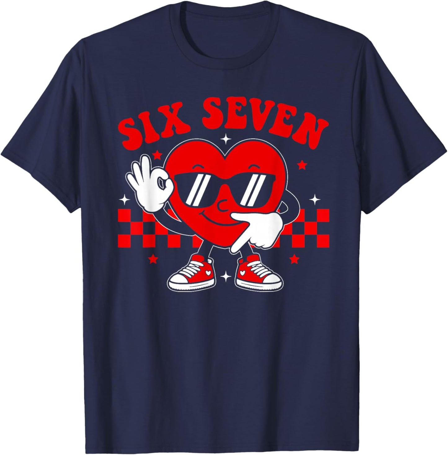 Funny Six Seven 6 7 Valentines Day Heart Boys Kids 67 Meme T-Shirt - T-Shirt | Navy