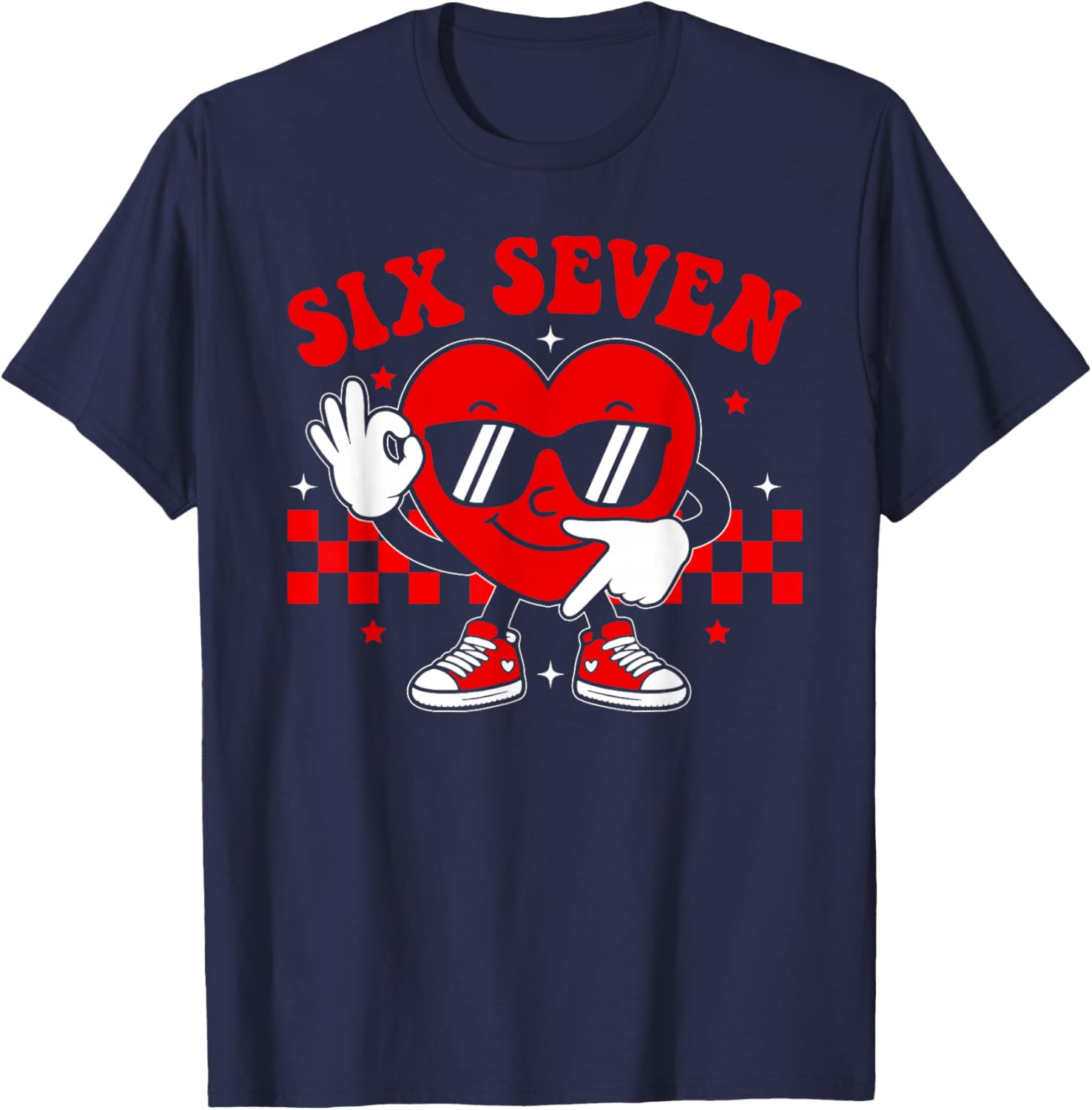 Funny Six Seven 6 7 Valentines Day Heart Boys Kids 67 Meme T-Shirt - T-Shirt | Navy