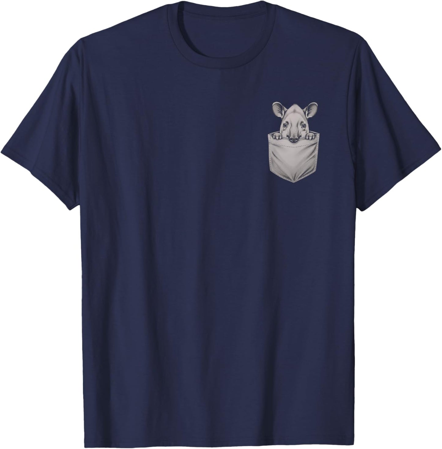 Pocket Peeking Tapir Drawing Art Design T-Shirt - T-Shirt | Navy