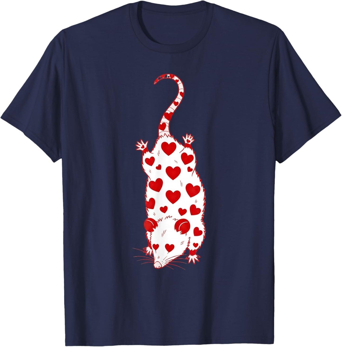 Opossum with Hearts | Cute Valentines Day Pet Possum T-Shirt - T-Shirt | Navy