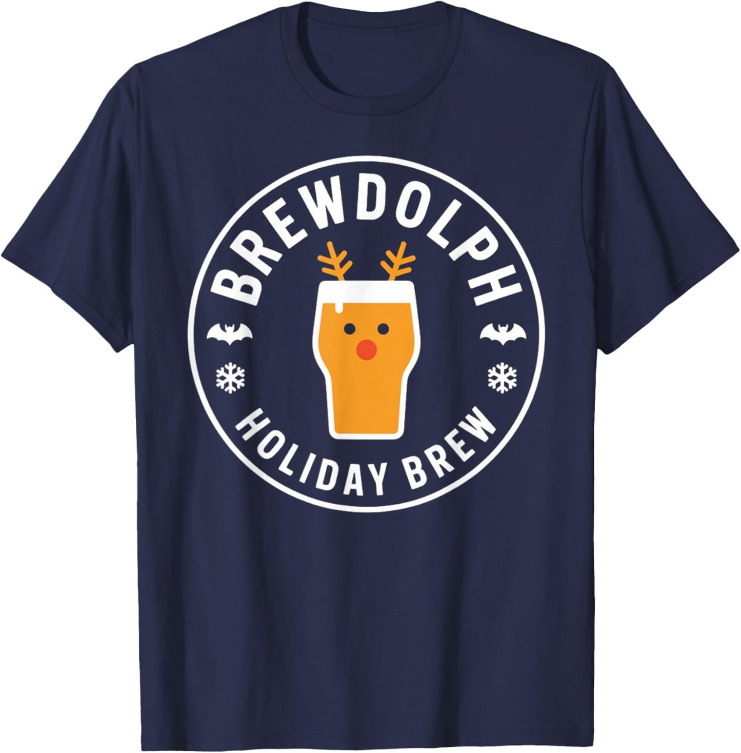 Brewdolph Holiday Brew Christmas Reindeer Beer T-Shirt - T-Shirt | Navy