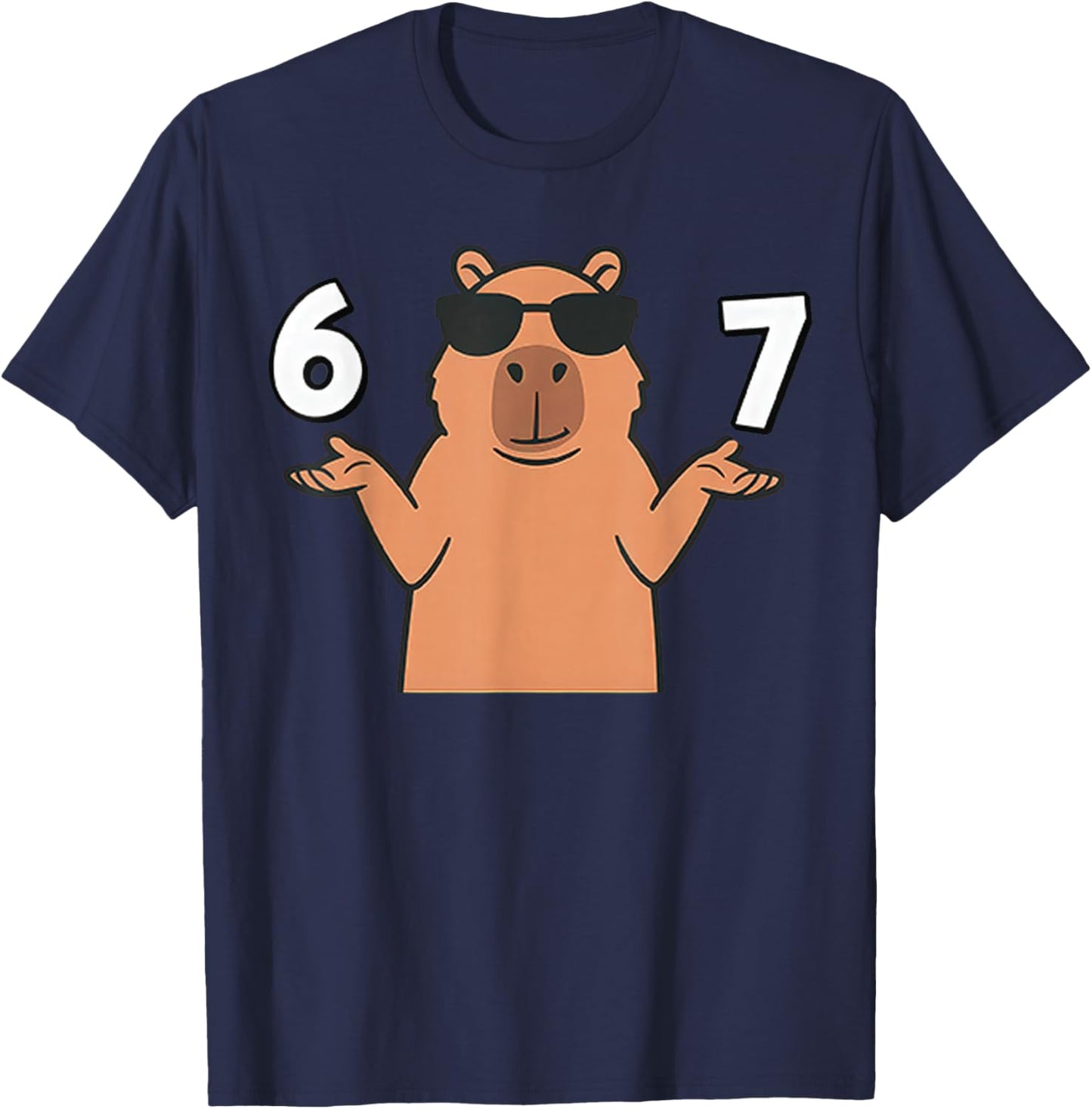 67 Meme Capybara 6 7 Hand Gesture Kids T-Shirt - T-Shirt | Navy