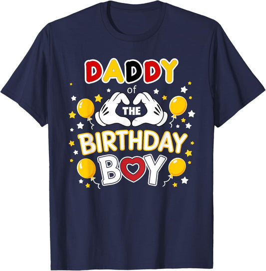 Daddy of The Birthday Boy Shirt Matching Dad Son Family Bday T-Shirt - T-Shirt | Navy