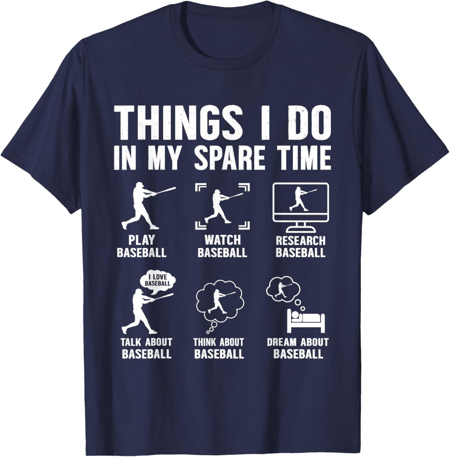 Things I Do in My Spare Time Baseball Lovers Funny Kids Boys T-Shirt - T-Shirt | Navy
