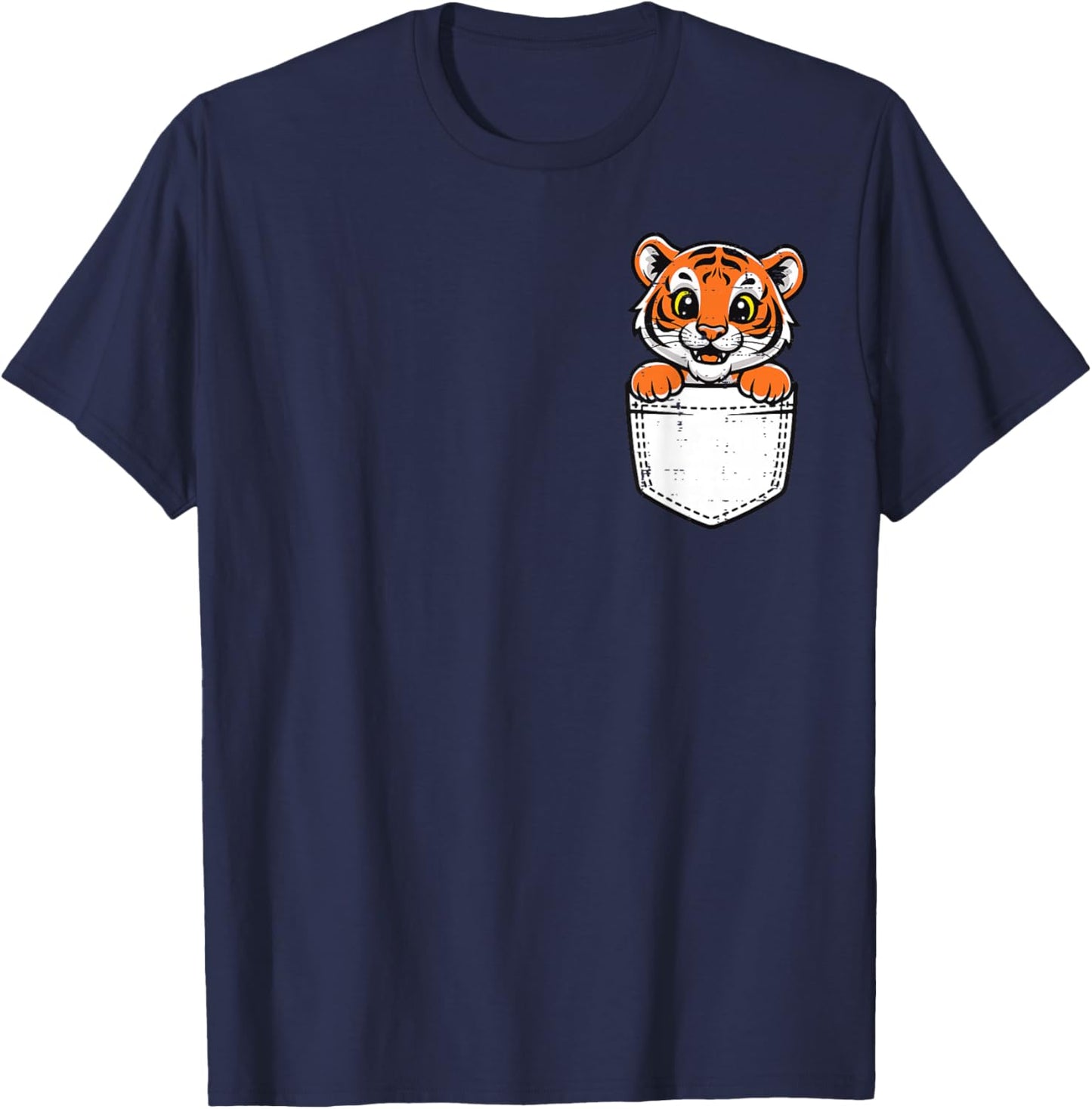 Pocket Tiger Cute Boys Girls Teen Youth Kids Men Women T-Shirt - T-Shirt | Navy