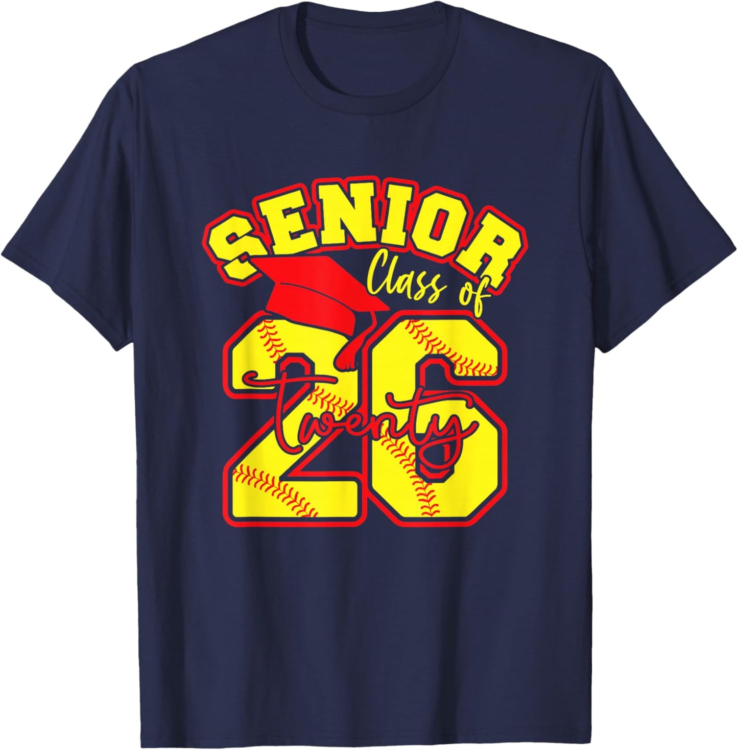 Senior Softball Class of 2026 Crew Softball Senior Night T-Shirt - T-Shirt | Navy