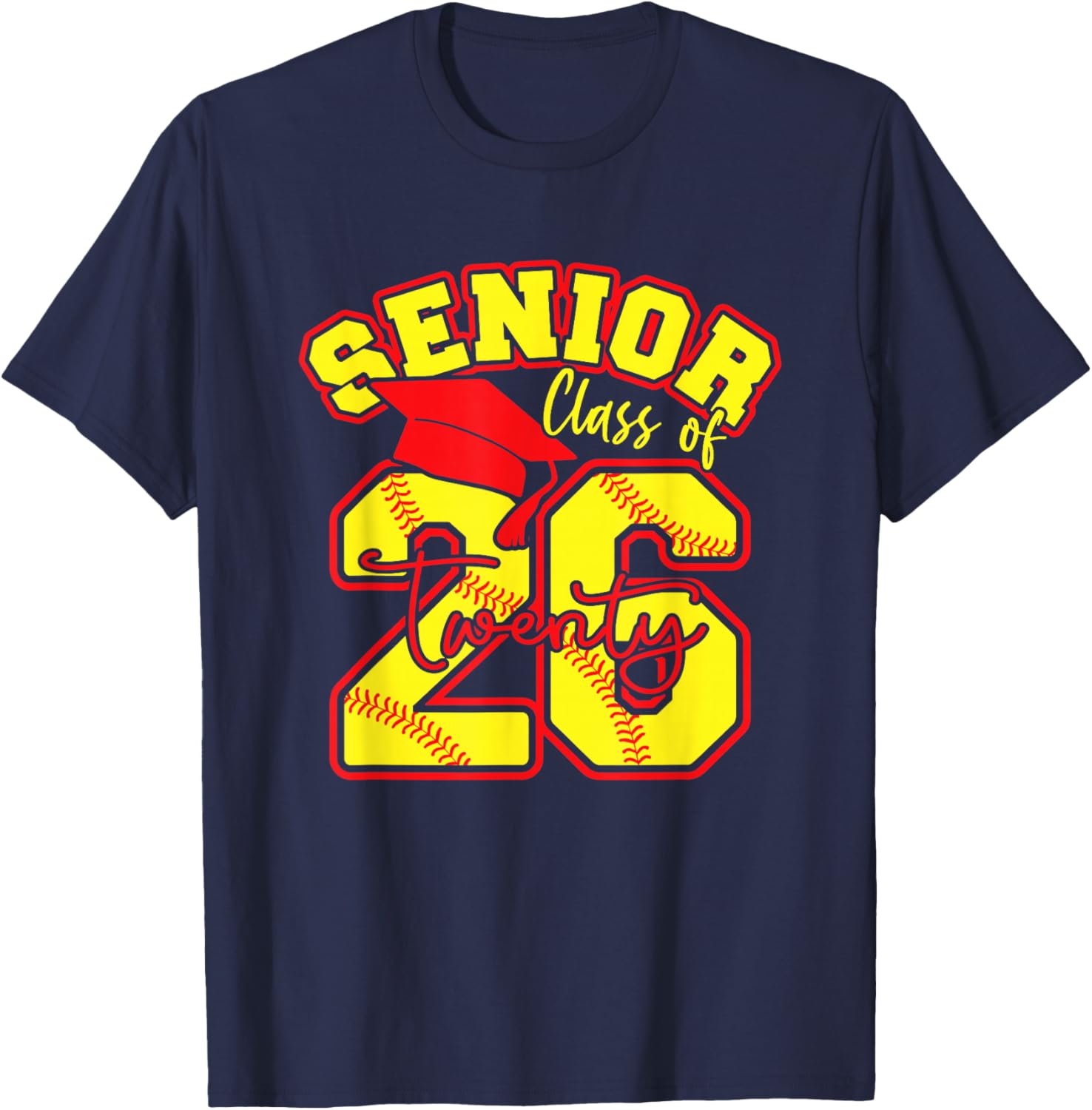 Senior Softball Class of 2026 Crew Softball Senior Night T-Shirt - T-Shirt | Navy