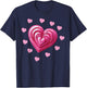 Valentines Day Pink Hearts Cute Love Girls Kids Youth Women T-Shirt - T-Shirt | Navy