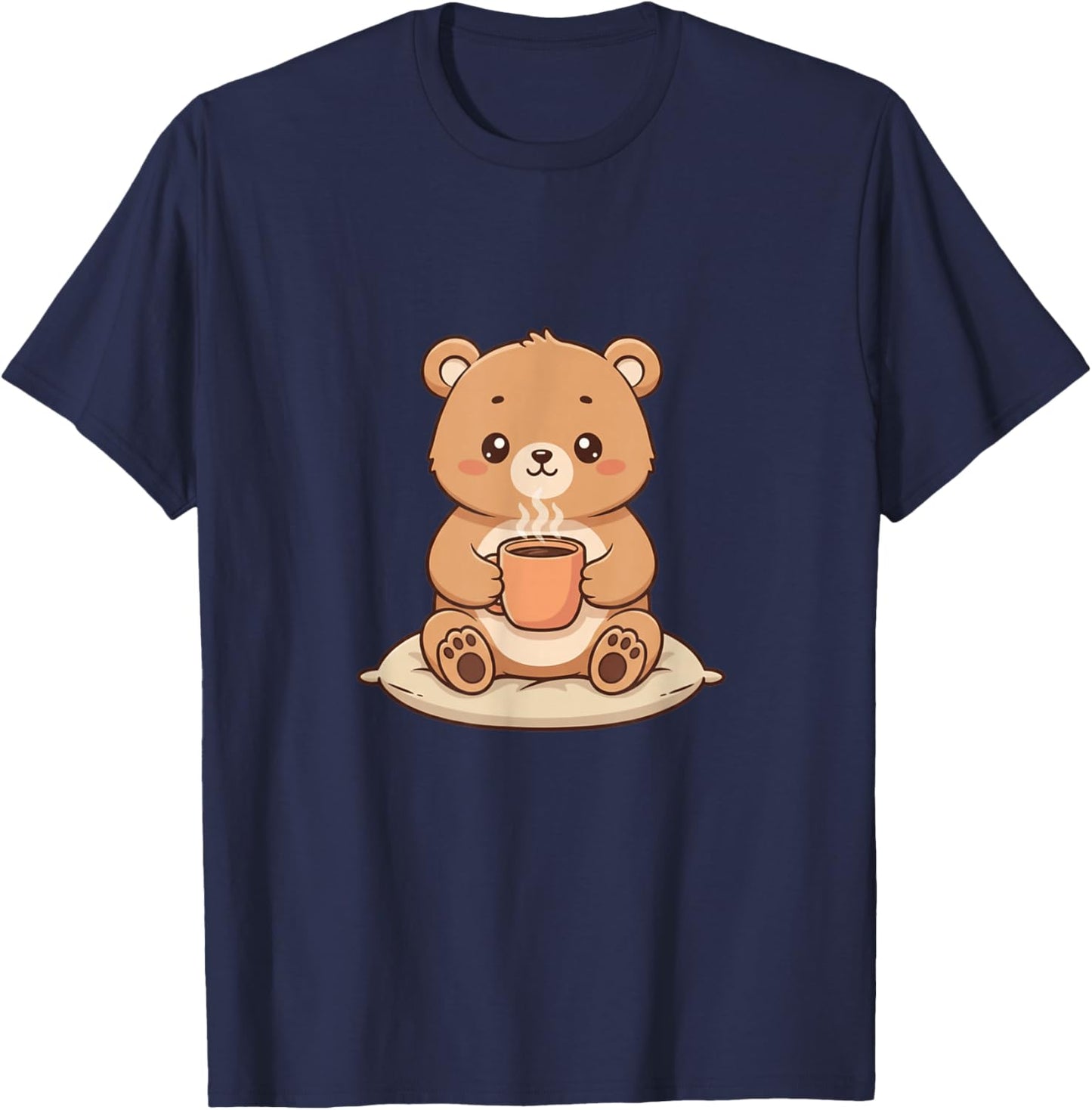 Cute Bear with Coffee Cup Cozy Morning T-Shirt - T-Shirt | Navy