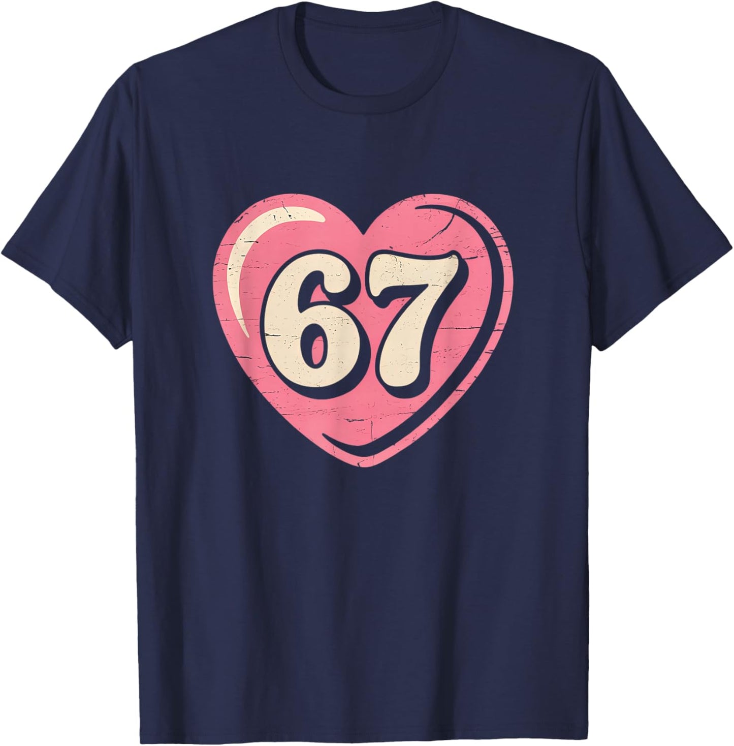 6 7 Meme Heart Gen Alpha Six Seven 67 Valentines Kids Girls T-Shirt - T-Shirt | Navy