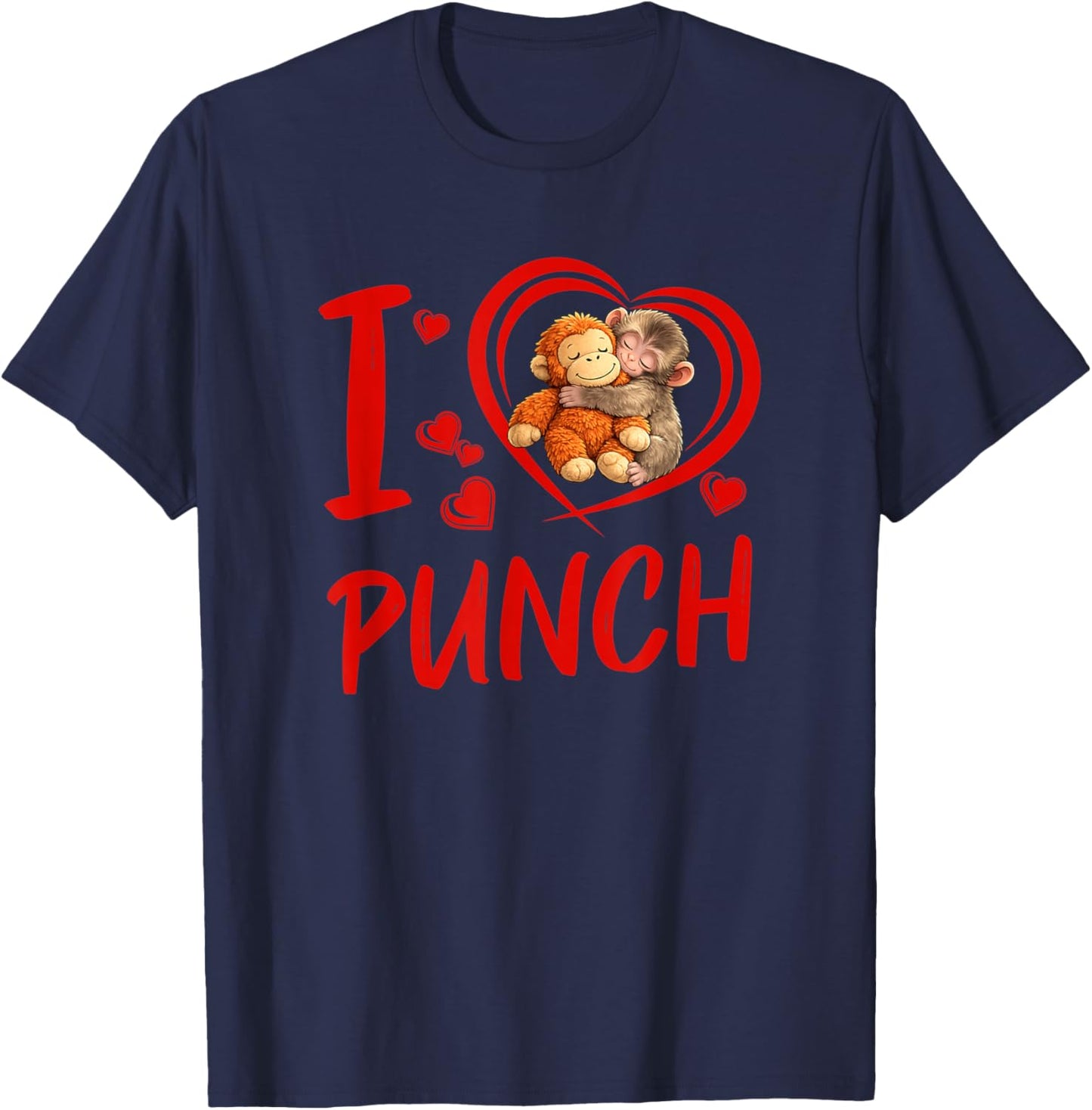 Punch The Monkey Baby Punch Baby Monkey Love Design T-Shirt - T-Shirt | Navy