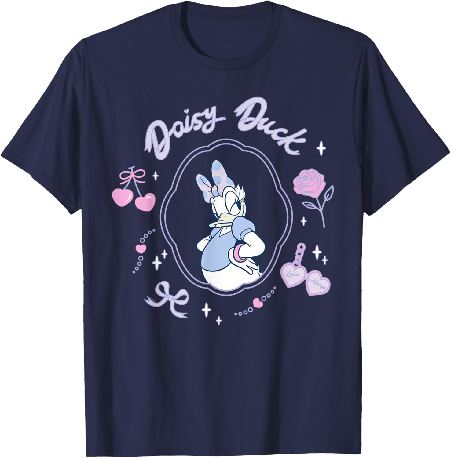 Disney Daisy Duck Love Always Locket Coquette Style T-Shirt - T-Shirt | Navy