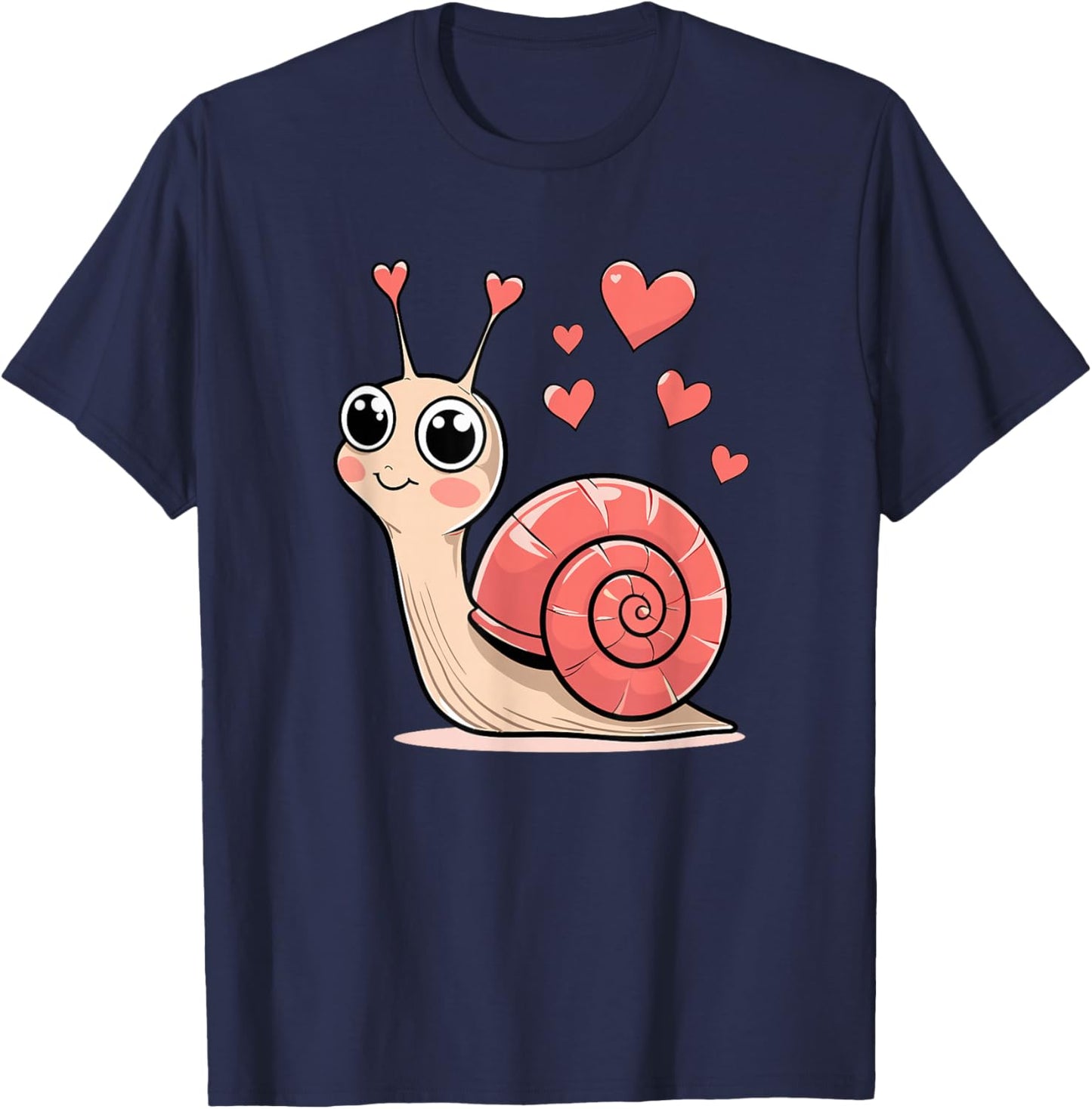 Adorable Love Snail with Hearts Kawaii Valentine Romance T-Shirt - T-Shirt | Navy