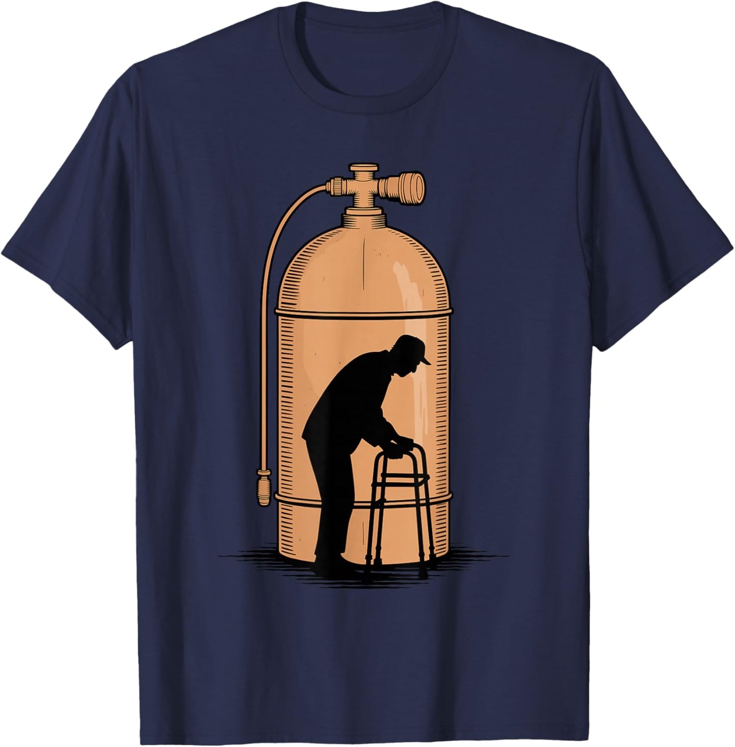 Old Man Silhouette Scuba Diving Diver Ocean Dive T-Shirt - T-Shirt | Navy
