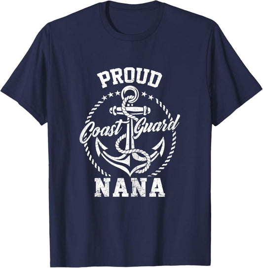Proud Coast Guard Nana USCG Coastie Family Matching T-Shirt - T-Shirt | Navy