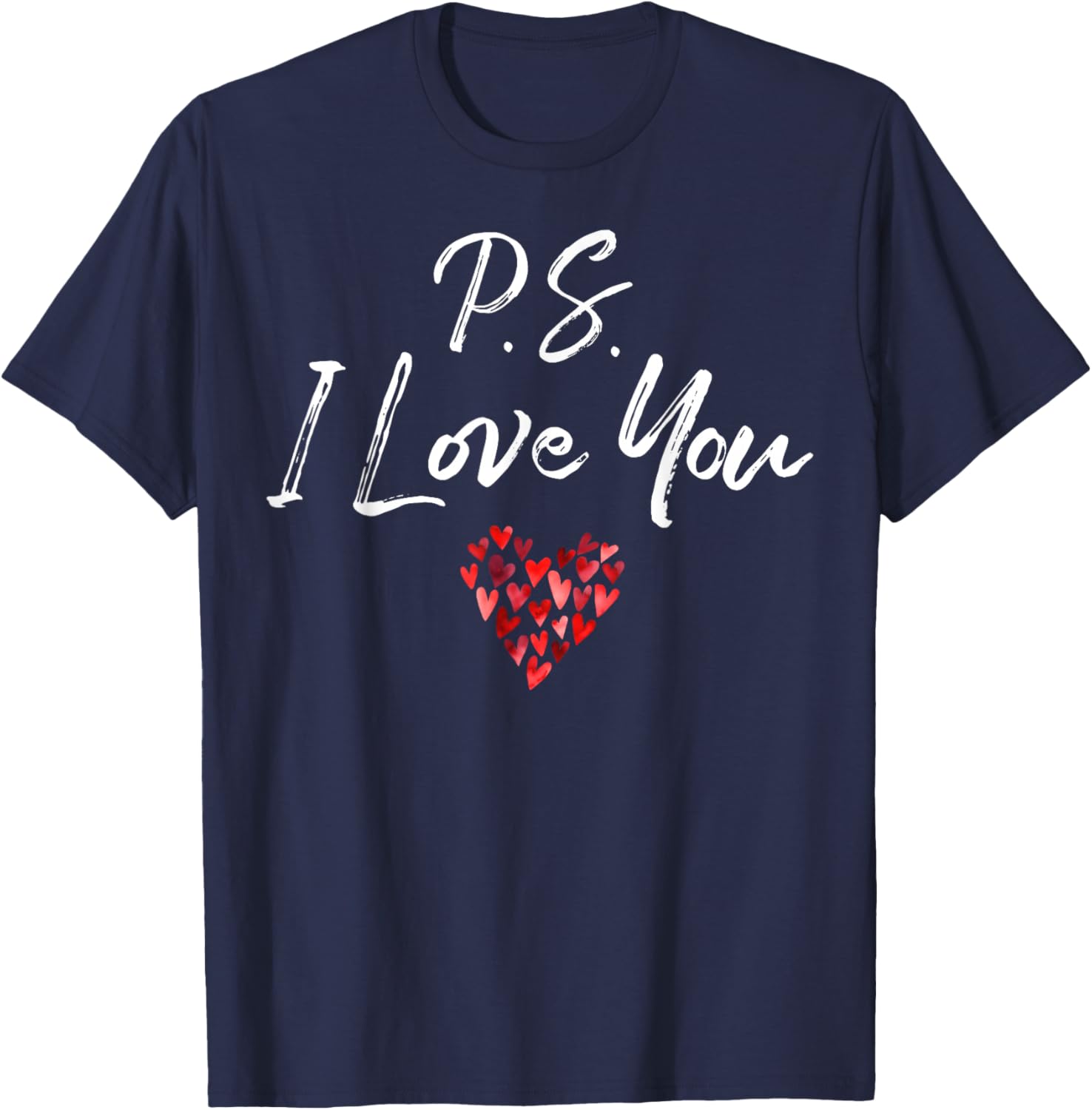 PS I Love You Day Purple Heart Valentine's Day Women Men Kid T-Shirt - T-Shirt | Navy