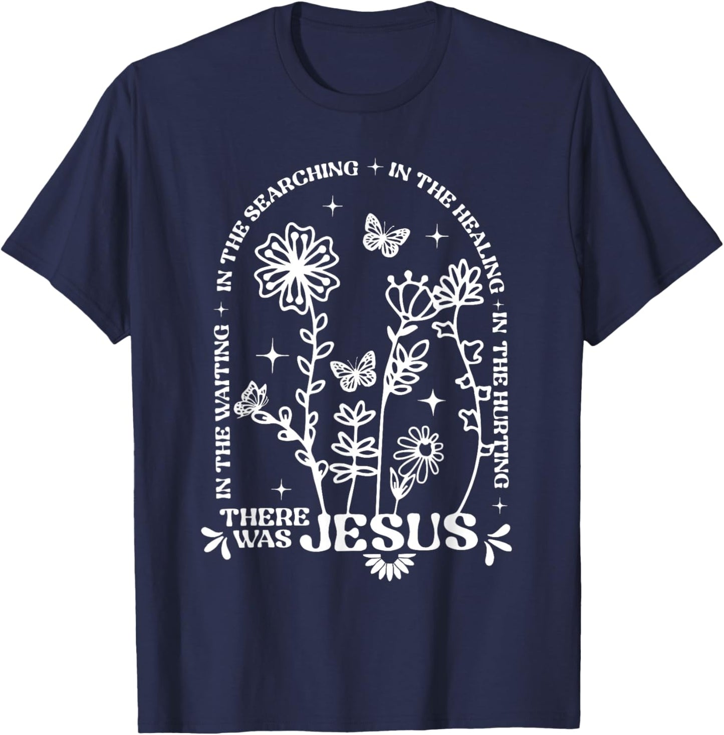 in The Waiting Searching Healing Easter Jesus Christian T-Shirt - T-Shirt | Navy