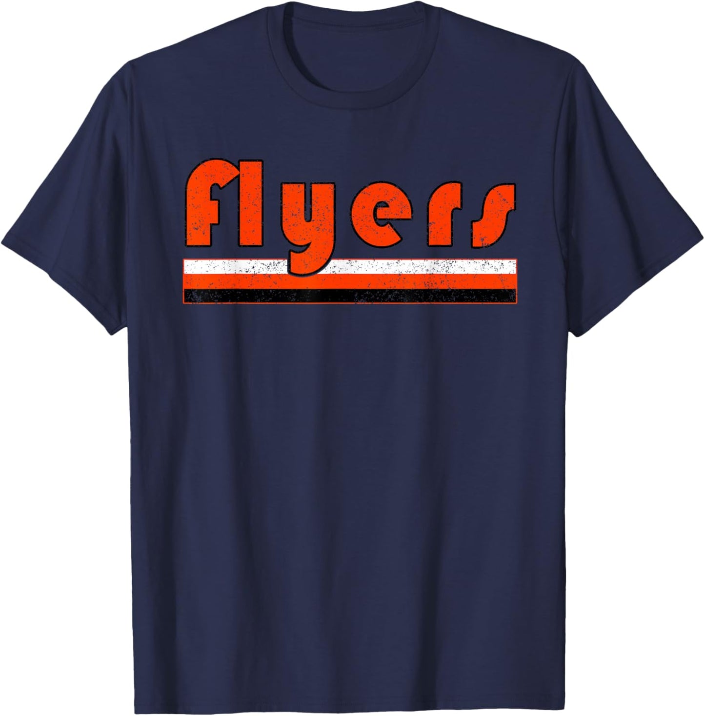 Vintage Flyers Distressed Three Stripes Weathered T-Shirt - T-Shirt | Navy