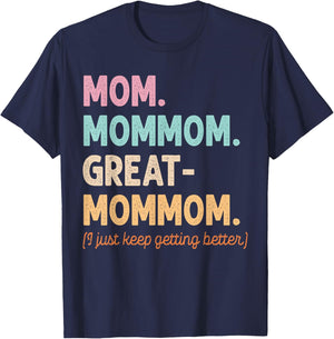 Mom Mom-Mom Great-Mommom Keep Getting Better Cool Grandma T-Shirt - T-Shirt | Navy