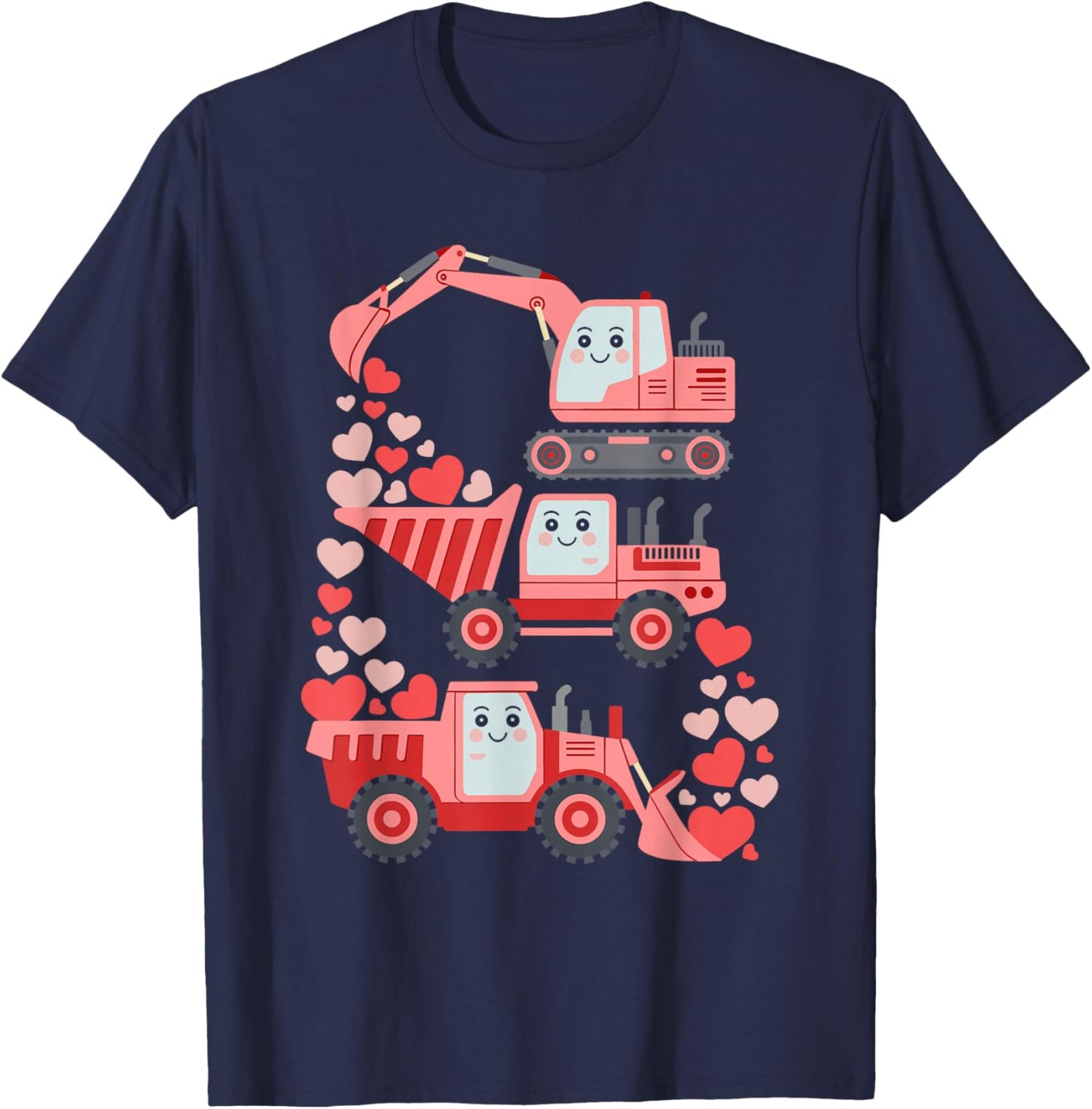 Kids Valentines Excavator Truck Valentine Boys Toddler T-Shirt - T-Shirt | Navy