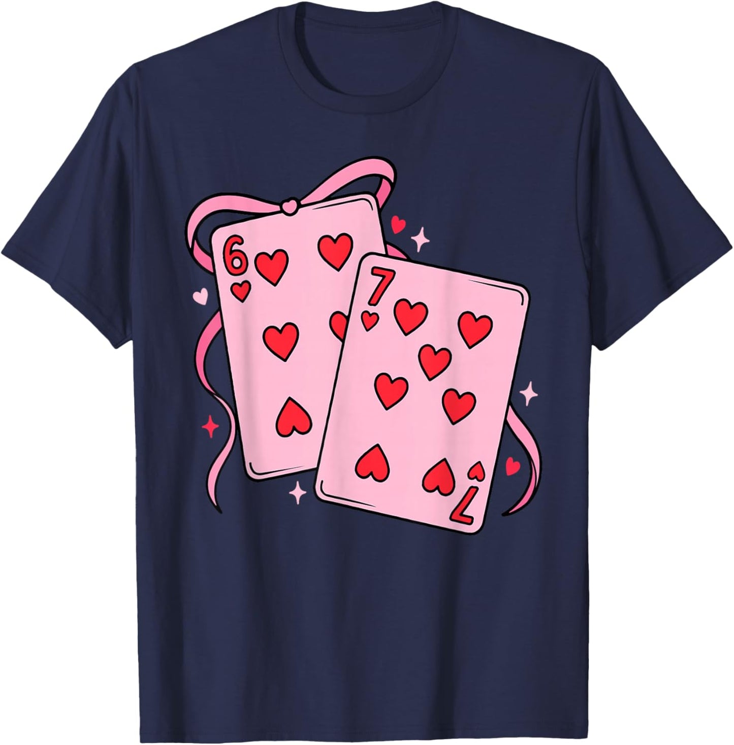 Playing Card Valentine’s Day 67 Preppy Six Seven 67 Meme T-Shirt - T-Shirt | Navy