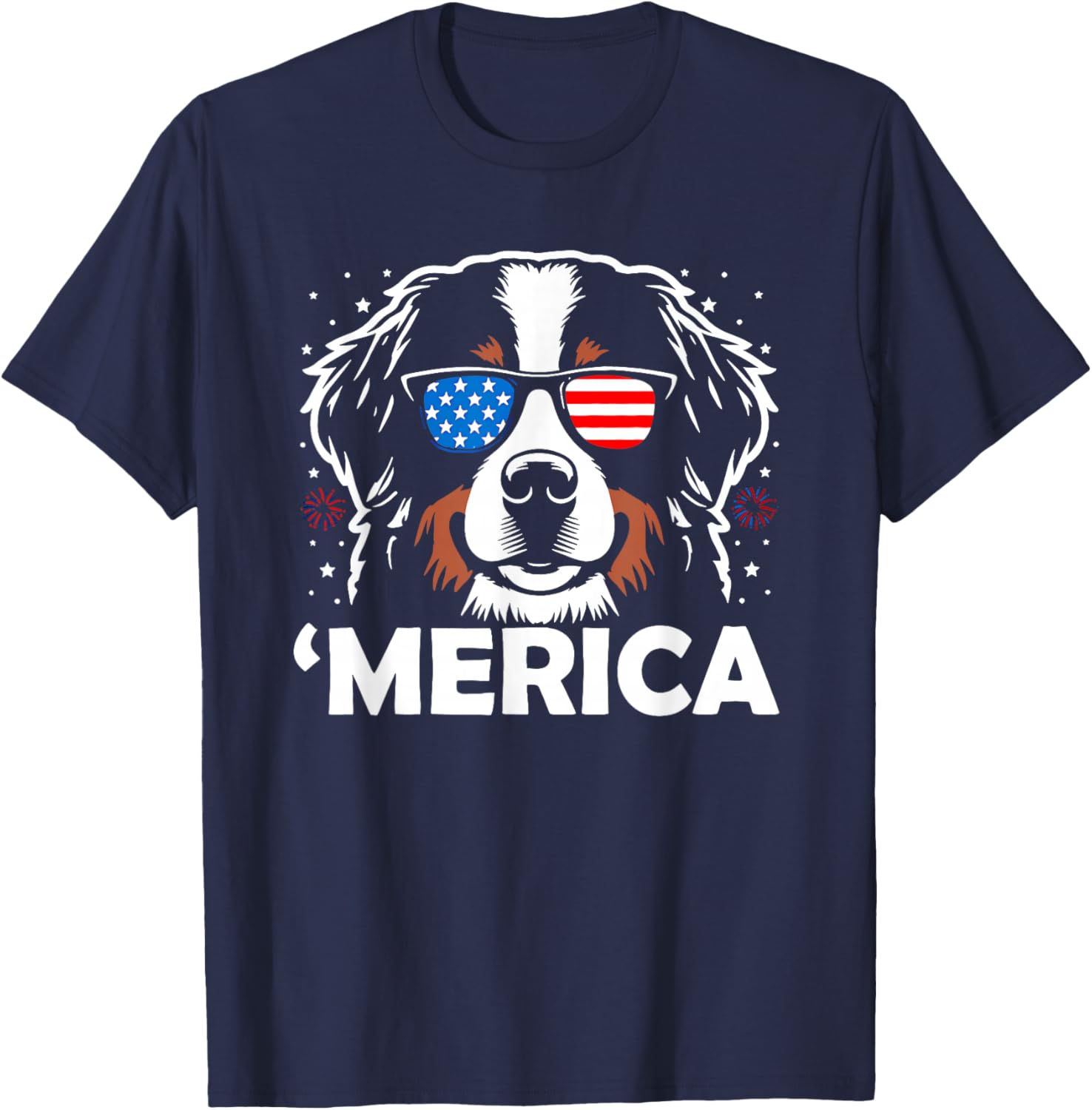 Merica Bernese Mountain Dog 4th of July T-Shirt - T-Shirt | Navy