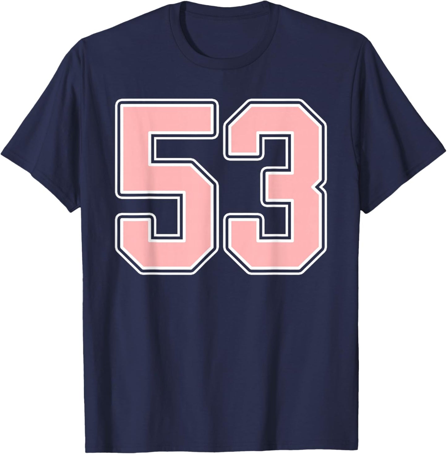 Cute Pink and White Number 53 Jersey Player Uniform #53 Fan T-Shirt - T-Shirt | Navy