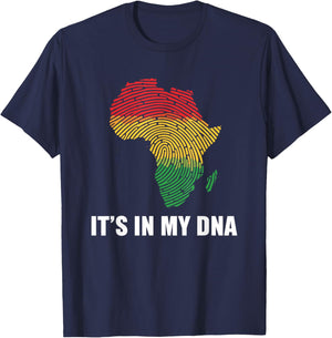 Black History Month It's in My DNA Pan African Fingerprint T-Shirt - T-Shirt | Navy