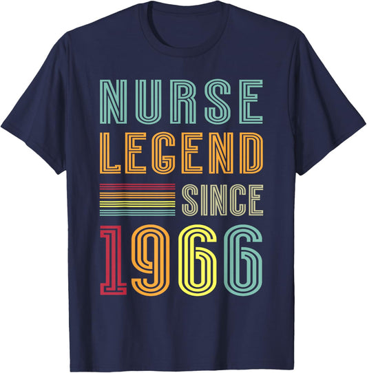 Nursing Legend 1966 Hospital Crew 60th Birthday Nurse T-Shirt - T-Shirt | Navy
