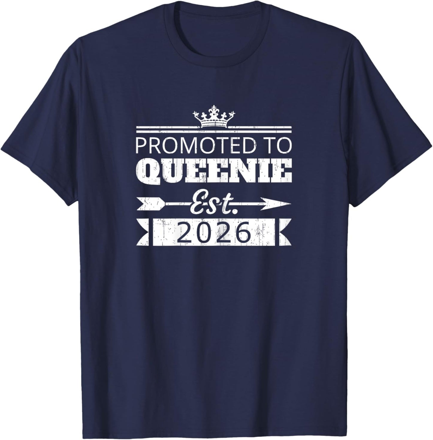 Promoted to Queenie Est 2026 New Grandma Reveal Vintage T-Shirt - T-Shirt | Navy