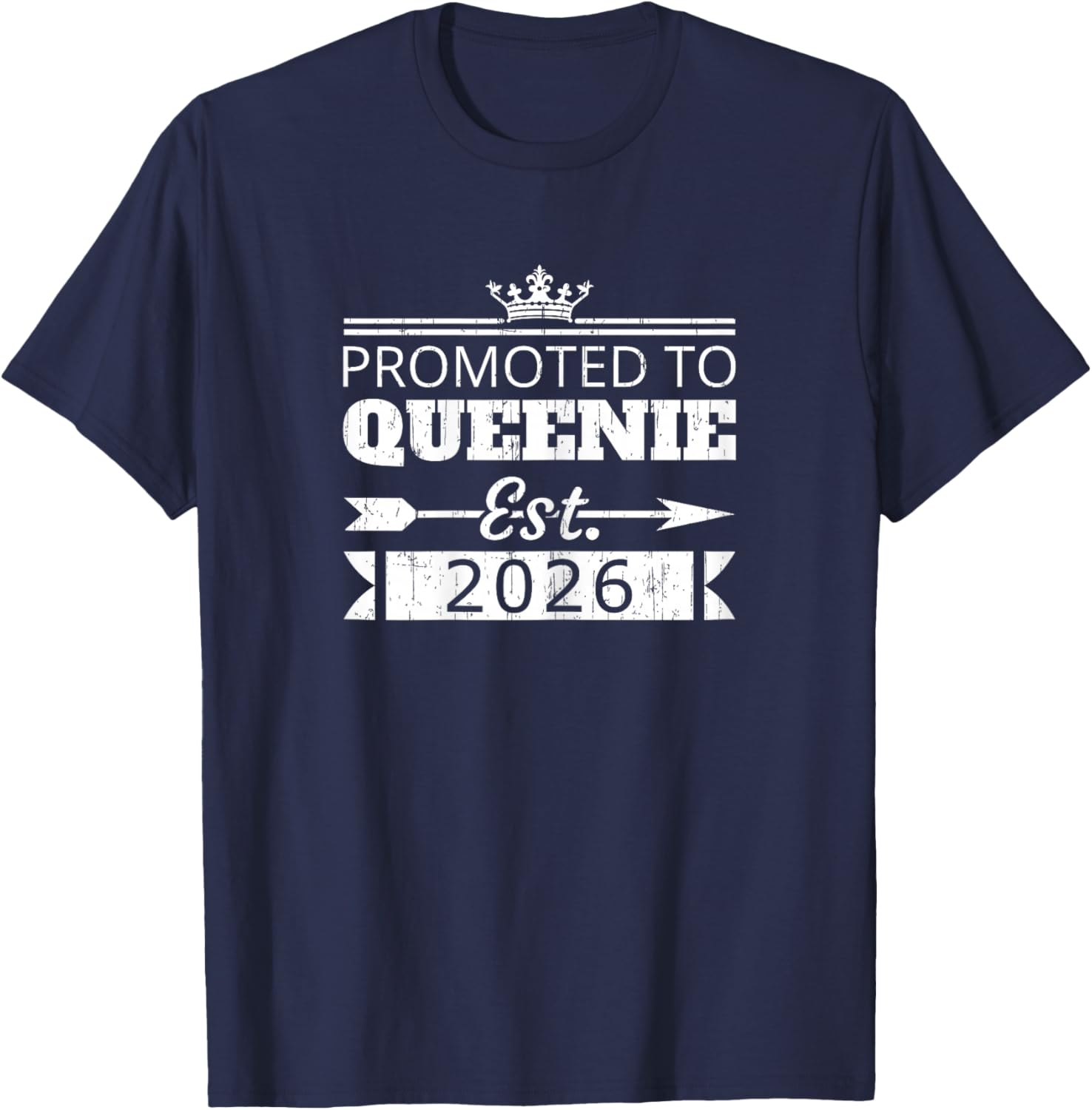 Promoted to Queenie Est 2026 New Grandma Reveal Vintage T-Shirt - T-Shirt | Navy