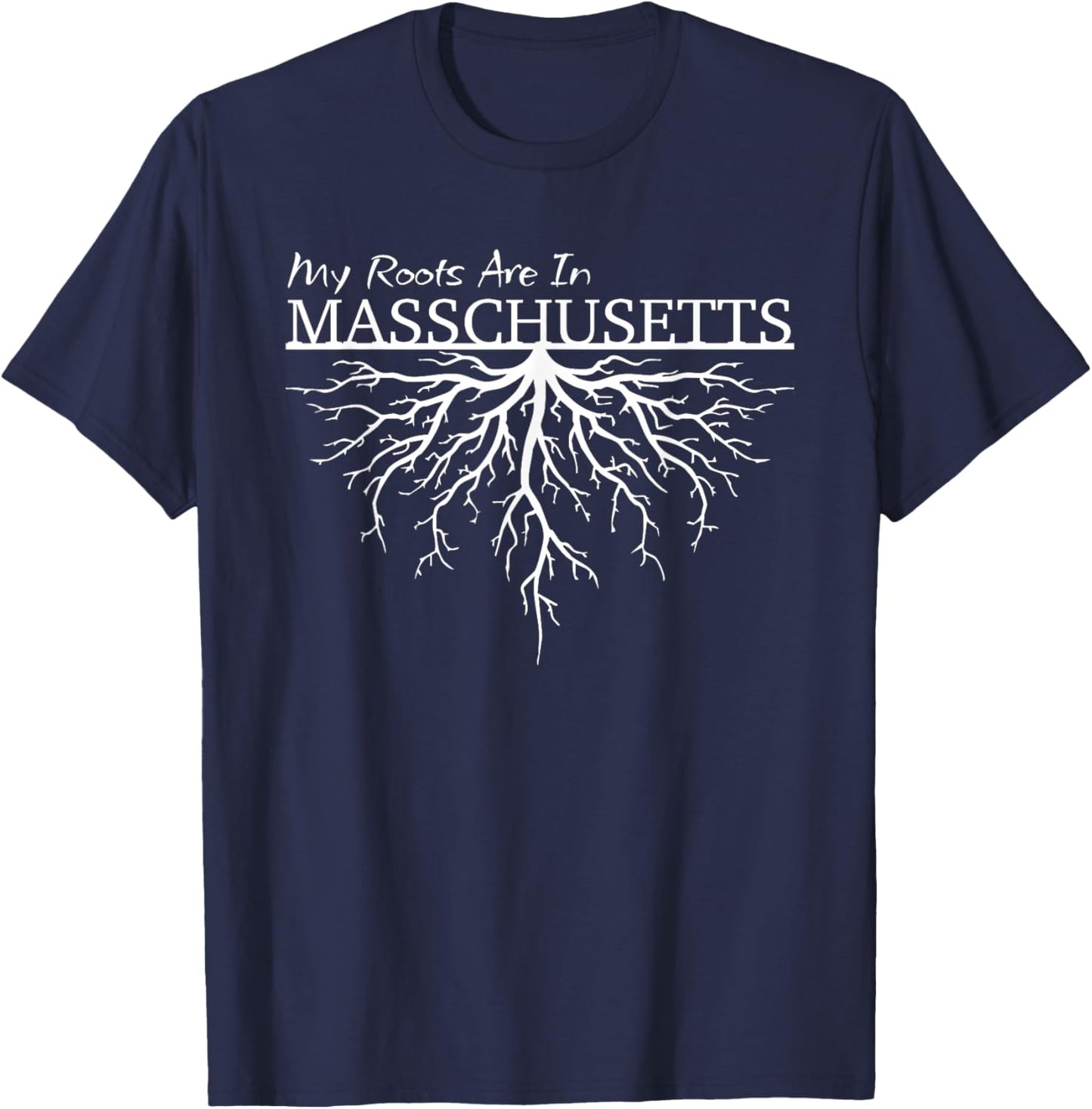 My Roots are in Massachusetts State Pride Tree T-Shirt - T-Shirt | Navy