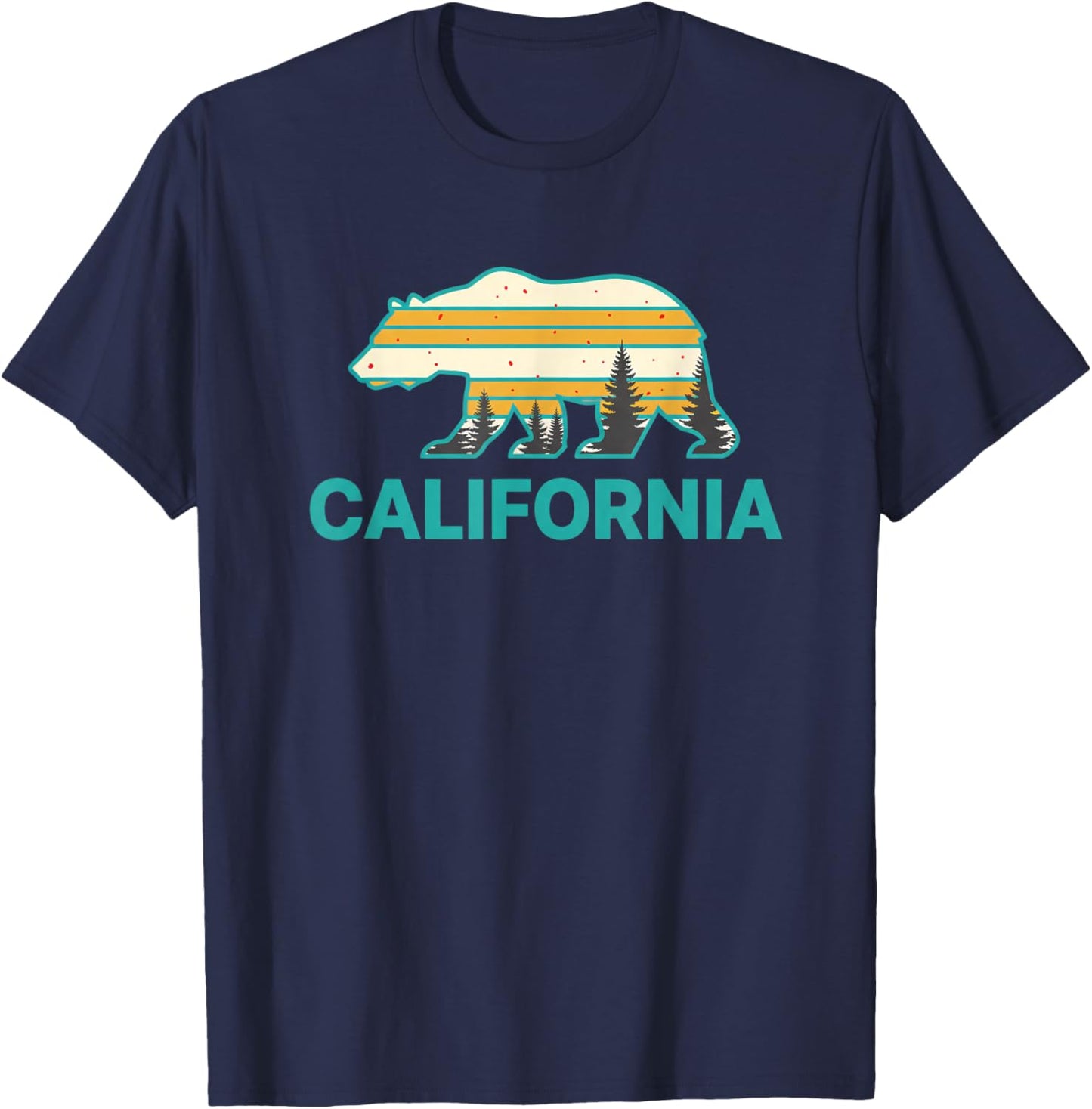 California Woodland Vacation Travel Retro Graphic T-Shirt - T-Shirt | Navy