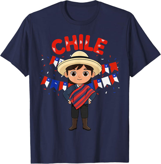 Chile Chilean Boy Traditional Outfit Wear Flag Heritage T-Shirt - T-Shirt | Navy