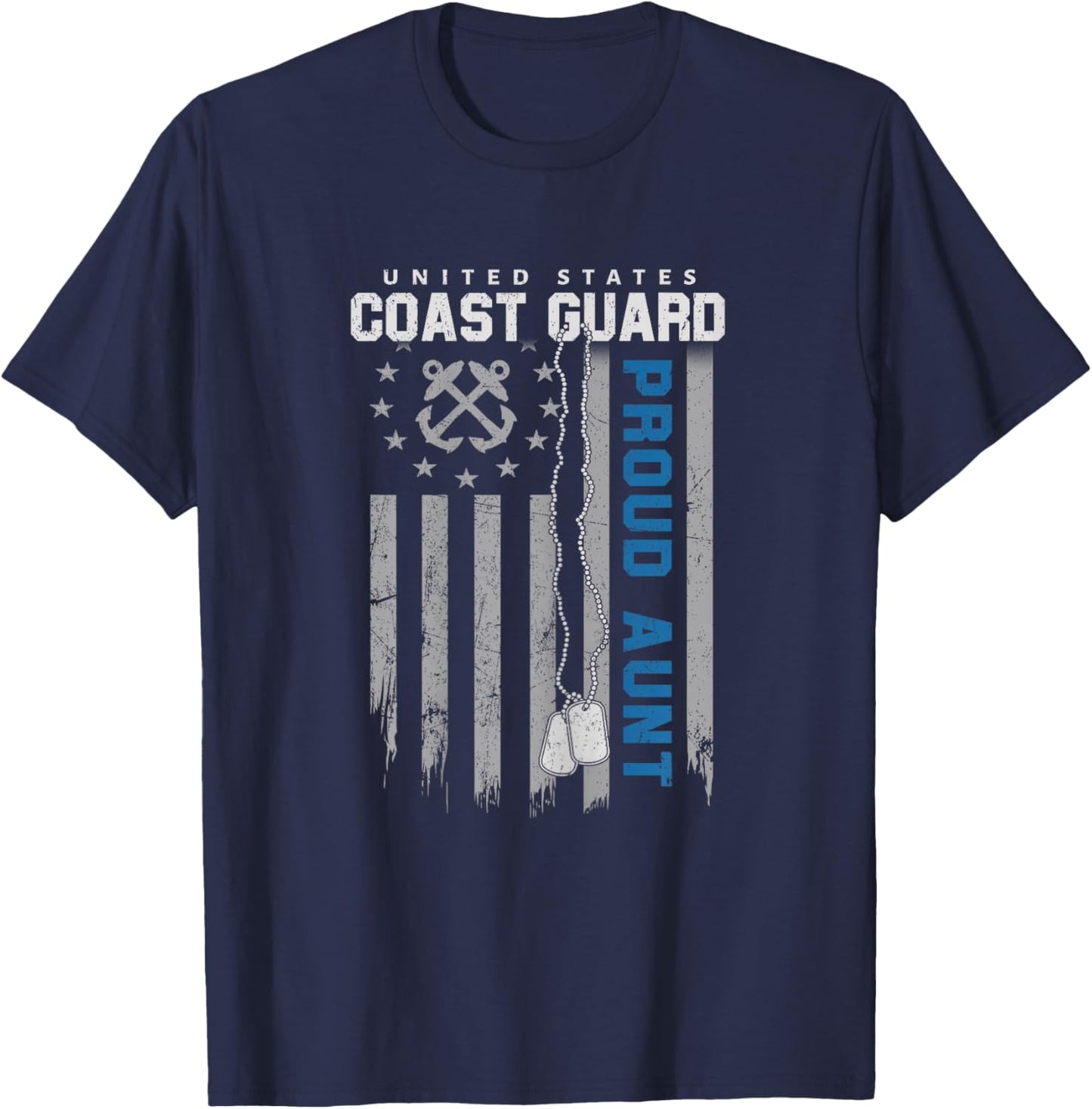 Proud Coast Guard Aunt Flag US Coastie Family Matching T-Shirt - T-Shirt | Navy