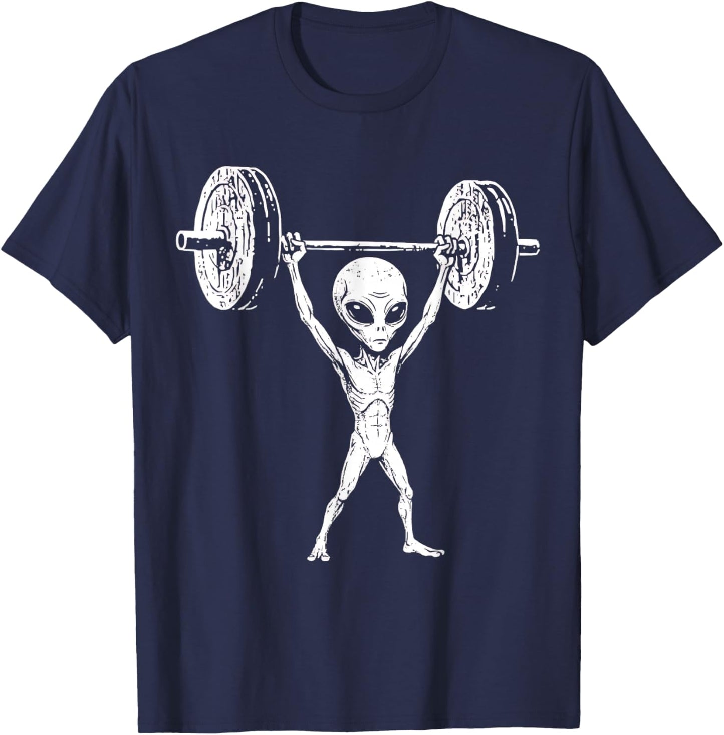 Vintage Alien Retro Weight Lifting Gym Alien Deadlift Funny T-Shirt - T-Shirt | Navy