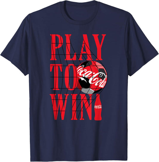 Coca-Cola Play To Win Football Soccer Goal Glass Bottle Icon T-Shirt - T-Shirt | Navy