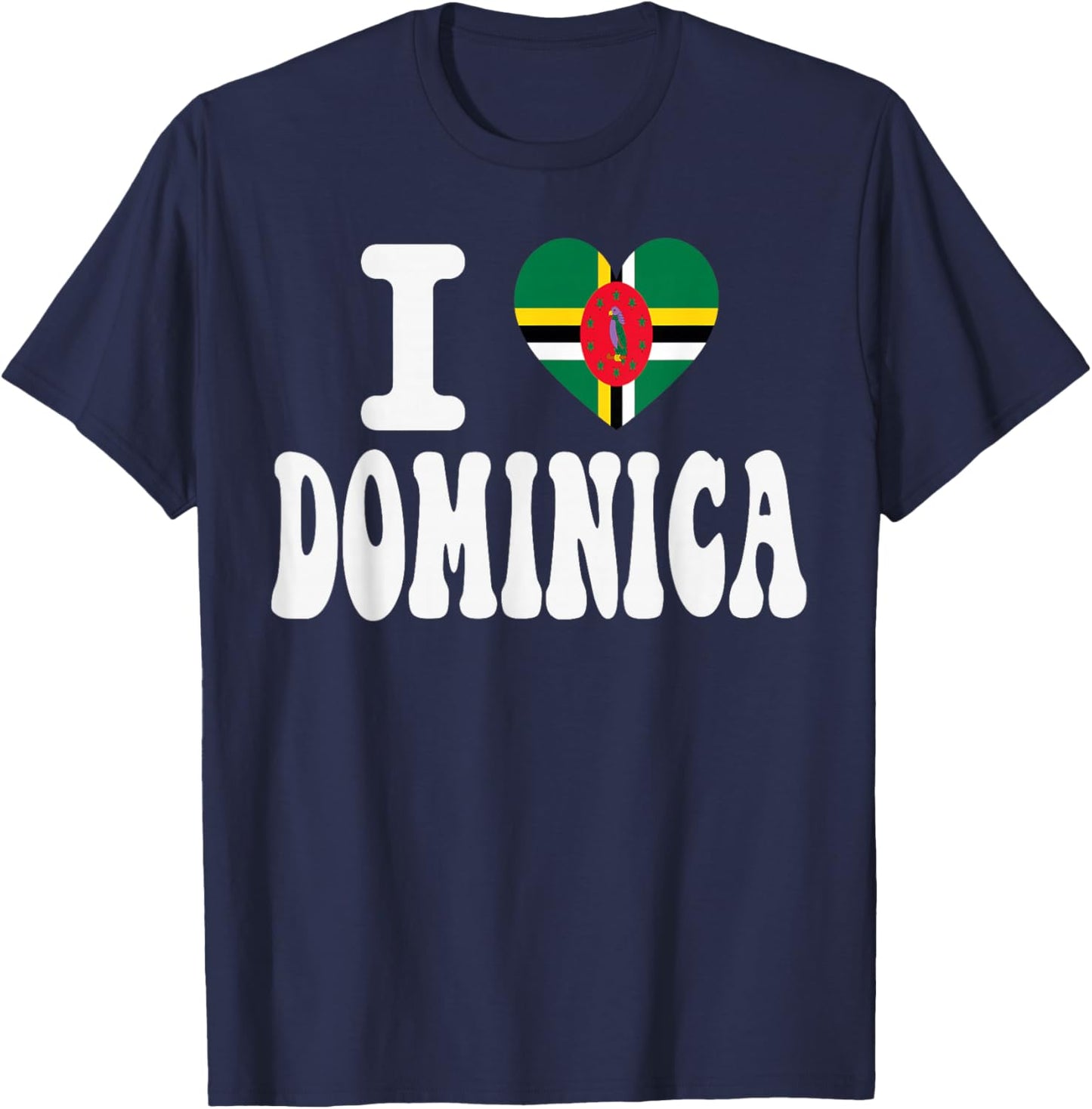 I Love Dominica Heart Flag Retro Travel Souvenir T-Shirt - T-Shirt | Navy