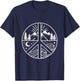 Hippie Peace Sign Hiking Nature Mountain Ocean Minimalist T-Shirt - T-Shirt | Navy